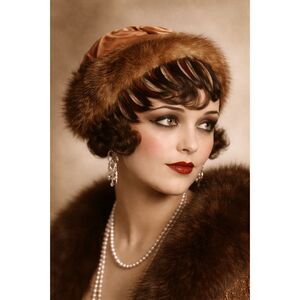 Vintage L.S. Ayres Fur Bandeau Hat Satin Bow & Veil Fascinator